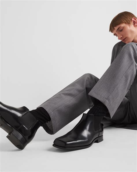 prada brushed leather chelsea boots